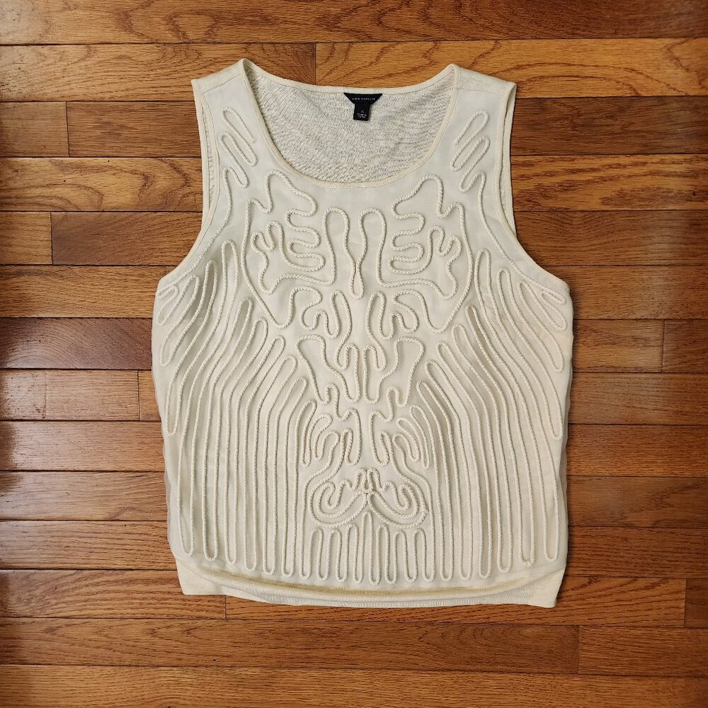 Ann Taylor Ivory Embroidered Sleeveless Top